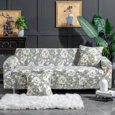 This armless loveseat is upholstered in white fabric with a fun, blue floral print. Gray Vintage Floral Pattern Sofa Couch Cover Decorzee