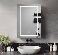 ELEGANT 500x700mm Illuminated Bathroom Mirror Cabinet with Shaver Socket  and Demister Pad