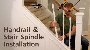 Stair banister parts stair tread cover steel wood stair handrail designs. How To Install Handrail And Stair Spindles Staircase Renovation Ep 4 Youtube
