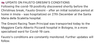 Fausto gresini, bicampeón del mundo de 125cc en los ochenta y director deportivo del equipo aprilia racing team gresini de motogp, se encuentra hospitalizado en el centro especializado maggiore carlo alberto pizzardi de bolonia. Gresini Racing On Twitter Update On Fausto Gresini S Conditions