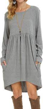 Lqbz Women S Fall Long Sleeve Pleated Casual Tunic Dress Outfits Long Sleeve Dress Winter Casual Tunic Dress Tunic Dresses Outfit