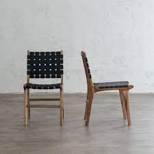Buy products such as dining chairs set of 2,modern faux leather chairs with chrome legs for living, dining room(white) at walmart and save. Maland Woven Leather Dining Chair Black Leather Hide Living By Design