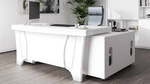 Quincy White Executive Desk With Return Modern Contemporary Office Zuri Furniture White Executive Desk White Office Furniture Modern White Desk