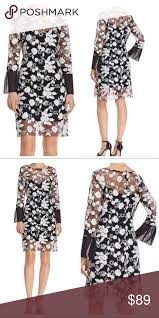 Black And White Long Sleeve Dress Nanette Lepore Embroidered Mesh Dress Black White Embroidered Mesh Dress Black Mesh Dress White Lace Long Sleeve Dress