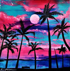 How to paint palm tree easy | basic step by step acrylic painting tutorial. Steps Painting Palm Tree And Sunset How To Paint Easy With Acrylics 0034 Steemit