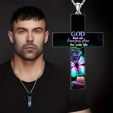 god an amazing . cross alloy necklace men