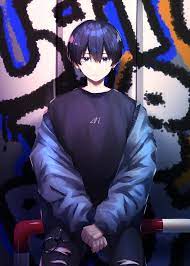800 gambar cowok keren sendiri hd gratis infobaru share. Wallpaper Male Sitting Anime Torn Jeans Earring Blue Hair Blue Eyes 2591x3624 Kutlu 1602899 Hd Wallpapers Wallhere