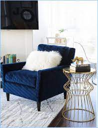 navy velvet accent chair with gilded side table for all my evening reading blue accent chairs blue velvet chairs accent chairs