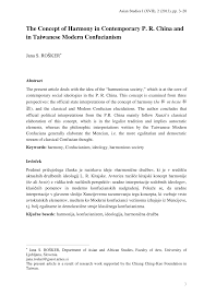 Pdf The Concept Of Harmony In Contemporary P R China And In Modern Confucianism