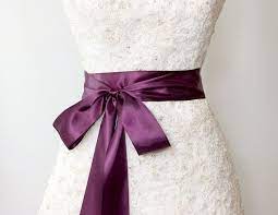 Bridal Sash Romantic Luxe Satin Ribbon Sash Wedding Sashes Aubergine Purple Bridal Belt Bridal Sash Purple Wedding Dress Wedding Sash