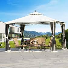 Patio gazebos and outdoor canopies expand your living space; Erommy 10x12 Ft Canopy Gazebo Outdoor Gazebo Steel Frame With Vented Soft Top For Backyard Patio Party Event Cream Pricepulse