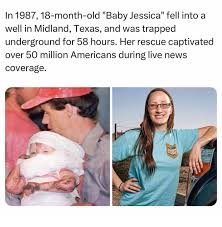 Fact | In October 1987, 18-month-old Jessica McClure—nicknamed “Baby Jessica”—fell  into an abandoned well in her aunt's backyard in Midland,... | Instagram