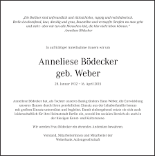 Traueranzeigen Von Anneliese Bodecker Tagesspiegel Trauer