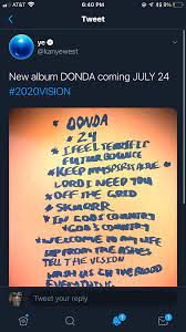 Donda is kanye west's upcoming tenth studio album, currently expected to be released on august 22, 2021. Kanye West Donda Lyrics And Tracklist Genius
