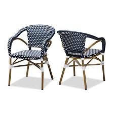 Black And White Bistro Chairs Walmart Set Of 2 Baxton Studio Eliane Classic French Indoor And Outdoor Navy And White Bamboo Style Stackable Bistro Dining Chair Set Walmart Com Stackable Dining Chairs White Dining Chairs Outdoor Dining Chairs