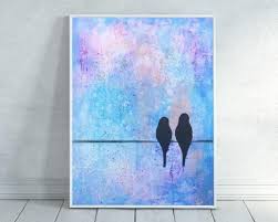 Birds On A Wire Wall Art Birds On A Wire Bird Art Bird Wire Art Bird Painting Bird Gift Birds Sitting On A Wire Colorful Art Bird Home Decor Download Bird Art Colorful Art Birds Painting