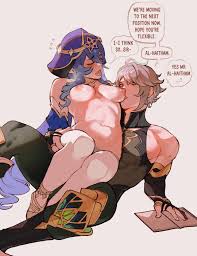 genshin impact, alhaitham (genshin impact), layla (genshin impact),  thiccwithaq, bare shoulders - R34 Vault