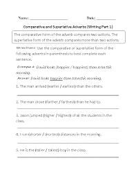 Adverbs Worksheets Comparative And Superlative Adverbs Worksheets Conjunctions Worksheet Comparative And Superlative Adverbs Superlative Adverbs