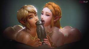 Link and Zelda Fighting for Cock 