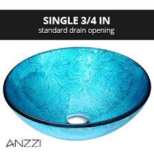 Our copper blue water bowl glass vessel sinks are individually handcrafted in blown glass technique by skilled american artisans. Anzzi Accent Modern Tempered Glass Vessel Bowl Sink In Blue Ice Aqua Top Mount Bathroom Sinks Above Counter Round Vanity Countertop Sink Bowl With Pop Up Drain Ls Az047 Amazon Com