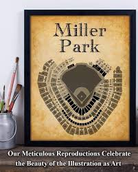 Miller Park Stadium Baseball Seating Chart 11x14 Unframed Art Print Great Sports Bar Decor And Gift Under 15 For Baseball Fans