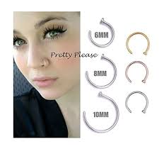 Other 925 Sterling Silver Open Nose Ring Hoop 0.6mm Piercing (8mm, Rose  Gold) : Amazon.co.uk: Fashion