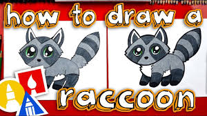 How To Draw A Cute Raccoon Cute Cartoon Drawings Art For Kids Hub Cute Drawings For Kids