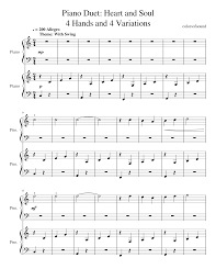 Learn to play with piano wizard 4 steps. Op 15 Piano Duet Heart And Soul 4 Hands And 4 Variations Sheet Music For Piano Piano Duo Musescore Com
