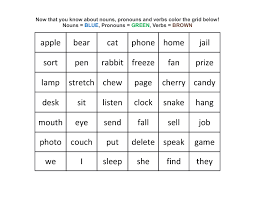 A pronoun (i, me, he, she, herself, you, it, that, they, each, few, many, who, whoever, whose, someone, everybody, etc.) is a word that takes the place of a noun. Noun Pronoun Verb Review Coloring Grid Sheet Dog