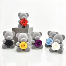 It is completely handmade with soft roses. Lovely Handmade Rose In Box Love Artificial Flower Gifts Grey Teddi Bear Preserved Rose Flower For Girlfriend Bear Roses Flower Artificial Dried Flowers Aliexpress