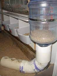Homemade Chicken Feeder I Need To Make Something Like This With Small Holes That The Baby Goats Can T Get Into Chicken Diy Chicken Feeders Chicken Coop