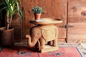 Vintage Wicker Elephant Table Elephant Table Wicker Elephant Vintage Wicker