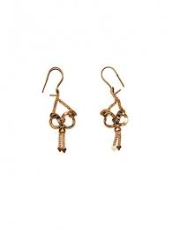 حلق ذهب عيار 21 حلق ذهب عيار 21 ليزر شكل فيونكة fine jewelry jewelry drop earrings