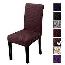 H.versailtex velvet dining chair covers stretch chair covers for dining room set of 6 parson chair slipcovers chair protectors covers dining, soft thick solid velvet fabric washable, navy. Hotniu Jacquard Dining Chair Slipcovers Thick Knitted Spandex Fabric Kitchen Chair Covers Universal Stretchable Removable Dining Room Chair Protector Cover Slipcover 1 Pack Coffee Buy Online In Gibraltar At Gibraltar Desertcart Com