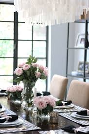 Rose gold floral table cover 47in x 70in paper table cover. Dinner Party Table Black White Pink Gold Erika Brechtel