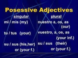 Possessive Adjectives Spanish