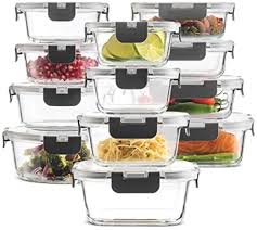 You could decide to use the large one for takeout and salad bars. Amazon Com 24 Piece Superior Glass Food Storage Containers Set Newly Innovated Hinged Bpa Free Locking Lids 100 Leakproof Glass Meal Prep Containers Great On The Go Freezer To Oven Safe Food Containers Kitchen Dining