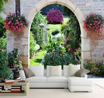 Amazon.com: Mural de pared de arco de piedra de jardín ...
