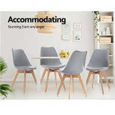 Shared a post on instagram: Artiss 4x Retro Dining Dsw Chairs Pu Leather Padded Kitchen Cafe Beech Wood Legs Grey Buy Dining Chairs Sets Of 4 985114