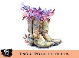 Country Cowgirl Boots Boho Flower Clipart Png Jpg Instant Etsy Flower Clipart Png Cowgirl Boots Flower Clipart