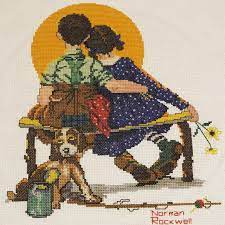 Through his rendering of the shoes, the gardening gloves, the. Fo I Did This It Is A Pattern From A Norman Rockwell Booklet My Aunt Bought Online The Pattern Is Called Spooners I Began In July And Finished Today Crossstitch