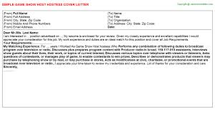 Game Show Host Hostess Cover Letter