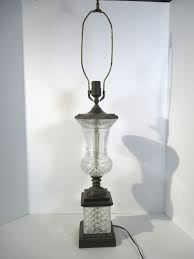 Pressed Glass Brass Table Lamp Vintage 1940s 3 Way Switch Block Urn 33 Tall Brass Table Lamps Vintage Table Lamp Lamp