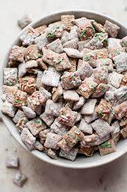 Pour the cereal into the chocolate mixture in a bowl. Christmas Puppy Chow Recipe Salt Lavender