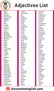 Adjectives List Adjectives Vocabulary Word List Lessons For English English Adjectives Good Vocabulary Words Vocabulary Words