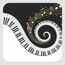 Piano Keys And Gold Music Notes Square Sticker Zazzle Com Music Event Music Notes Piano Keys