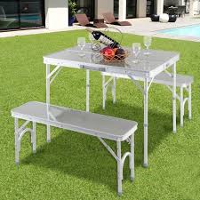 Aluminum Portable Folding Picnic Table With 2 Benches Folding Picnic Table Camping Table Camping Picnic Table
