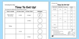 Time To Get Up Worksheet Worksheet Time 24 Hour 12