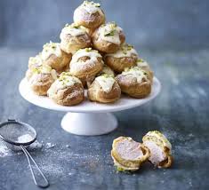 Raspberry White Chocolate Pistachio Profiteroles Recipe Profiteroles Recipe Desserts Bbc Good Food Recipes