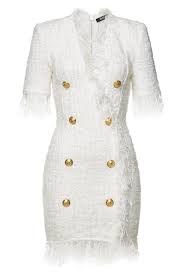 ***** yoox is the world's leading online store for fashion, design and art that last a lifetime and beyond. Balmain Tweed Dress With Wool And Cotton Fashion Outfits Fashion Balmain Dress